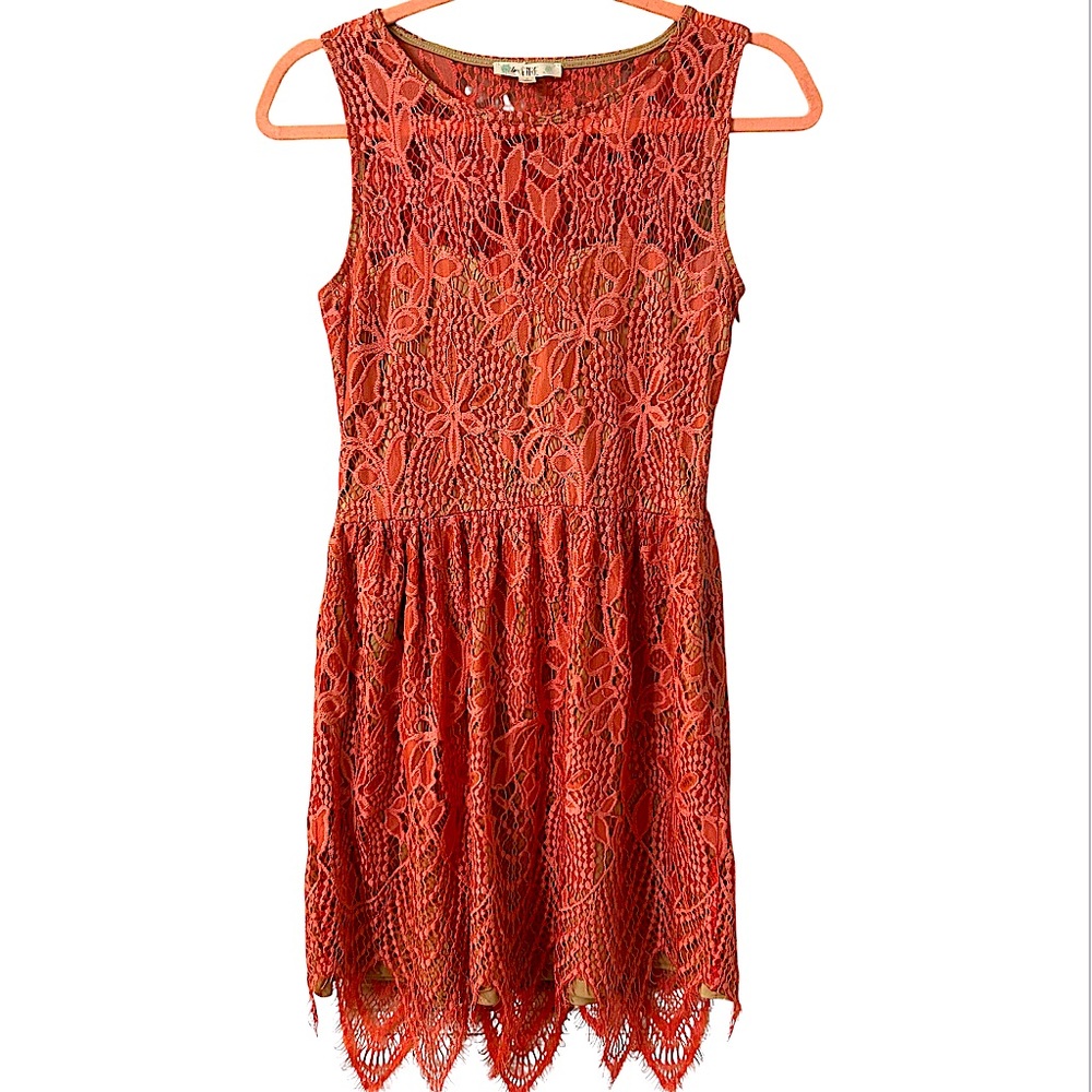 Love, Fire Lace Dress Coral Fit & Flare Women’s Size Small - Picture 1 of 7